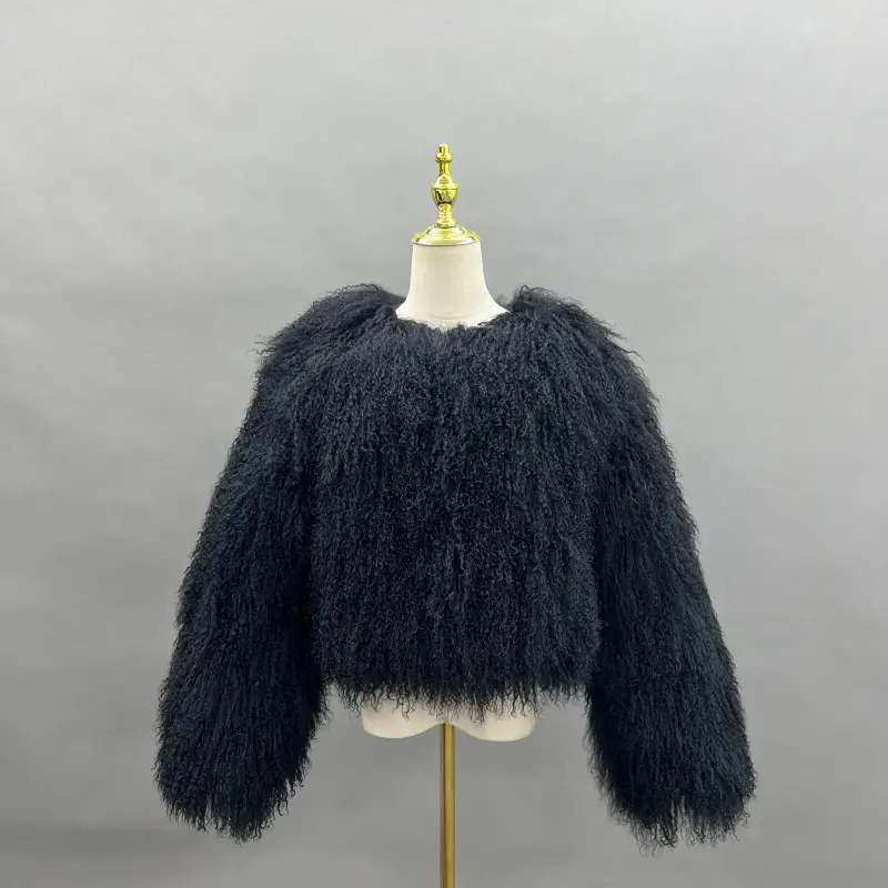 Women's New Mongolian Lamb Fur Round Collar Short Jacket Fur Coat18