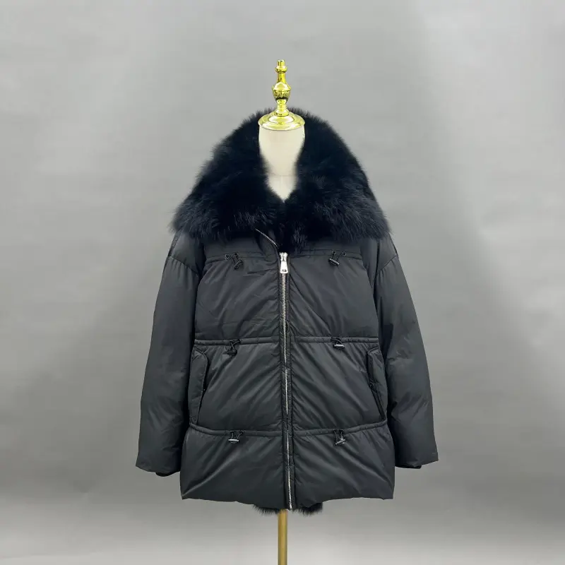 Fox Fur Placket Down-Filled Women's Collar Puffer Jacket18