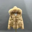 Goose Down-Lined Women's Segmented Fox Fur Placket Hooded Down Jacket33