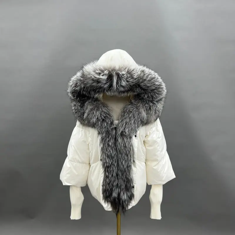 Goose Down Women's Knitted Cuff Hooded Fashionable Down Jacket35