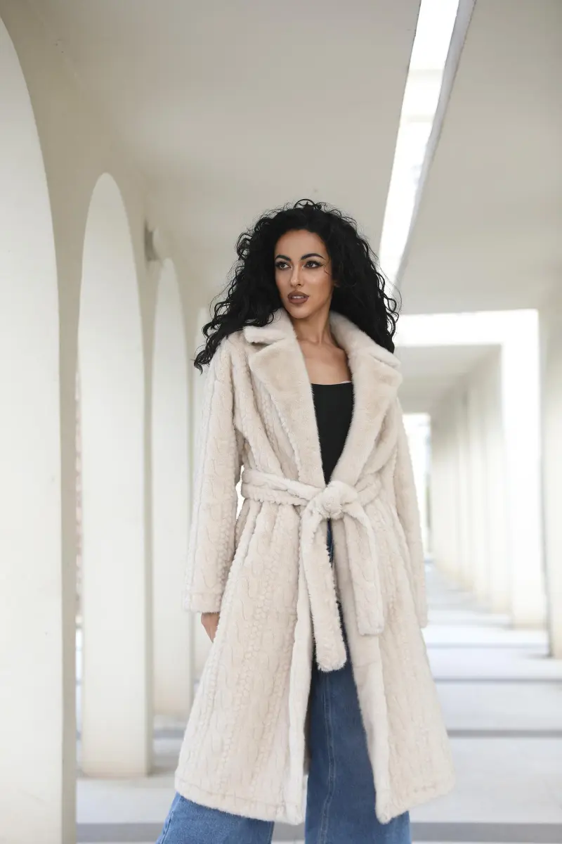 Eco-Friendly Faux Mink Fur Women's Suit Collar Tied Waistcoat44
