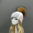 Women's Color-Blocked Trendy Rabbit Fur Hat with Pom Poms for Warmth42
