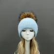Women's Fashion Thin Striped Rabbit Fur Pom Pom Hat24
