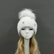 Ladies' Knitted Rabbit Fur Hat with Small Rhinestone Pompoms for Casual Wear5