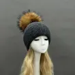 Women's Warm and Casual Rabbit Fur Hat with Sparkling Fur Pompoms15