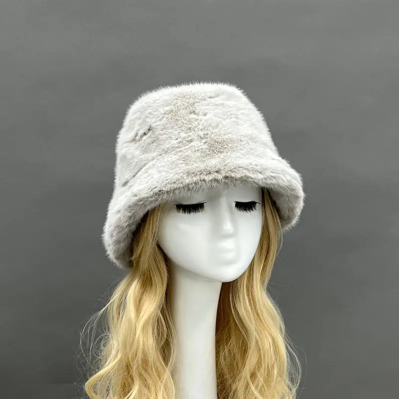 Women's Eco-Friendly Fur Bucket Hat for Casual and Warm 6