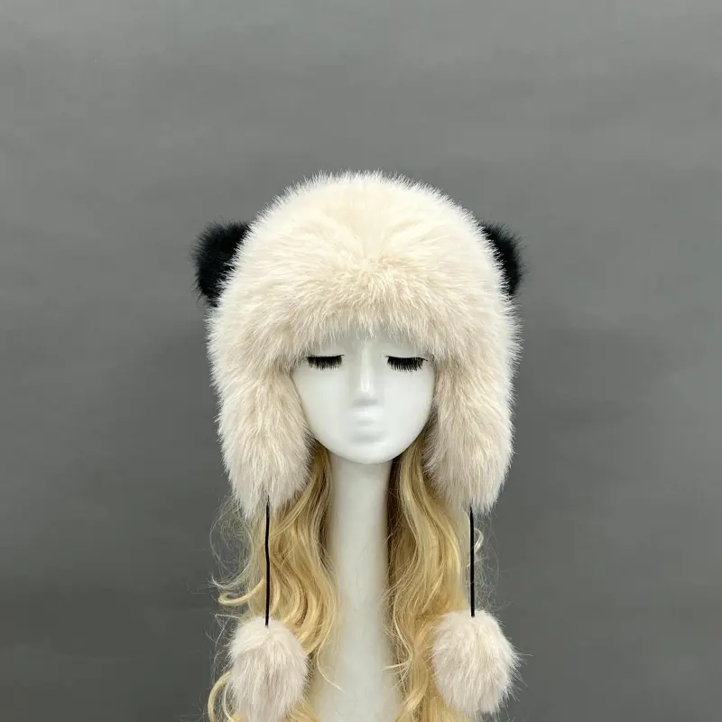 Eco-Friendly Fur Ball Panda and Raccoon Cute Hat9