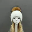Women's Fashion Thin Striped Rabbit Fur Pom Pom Hat22