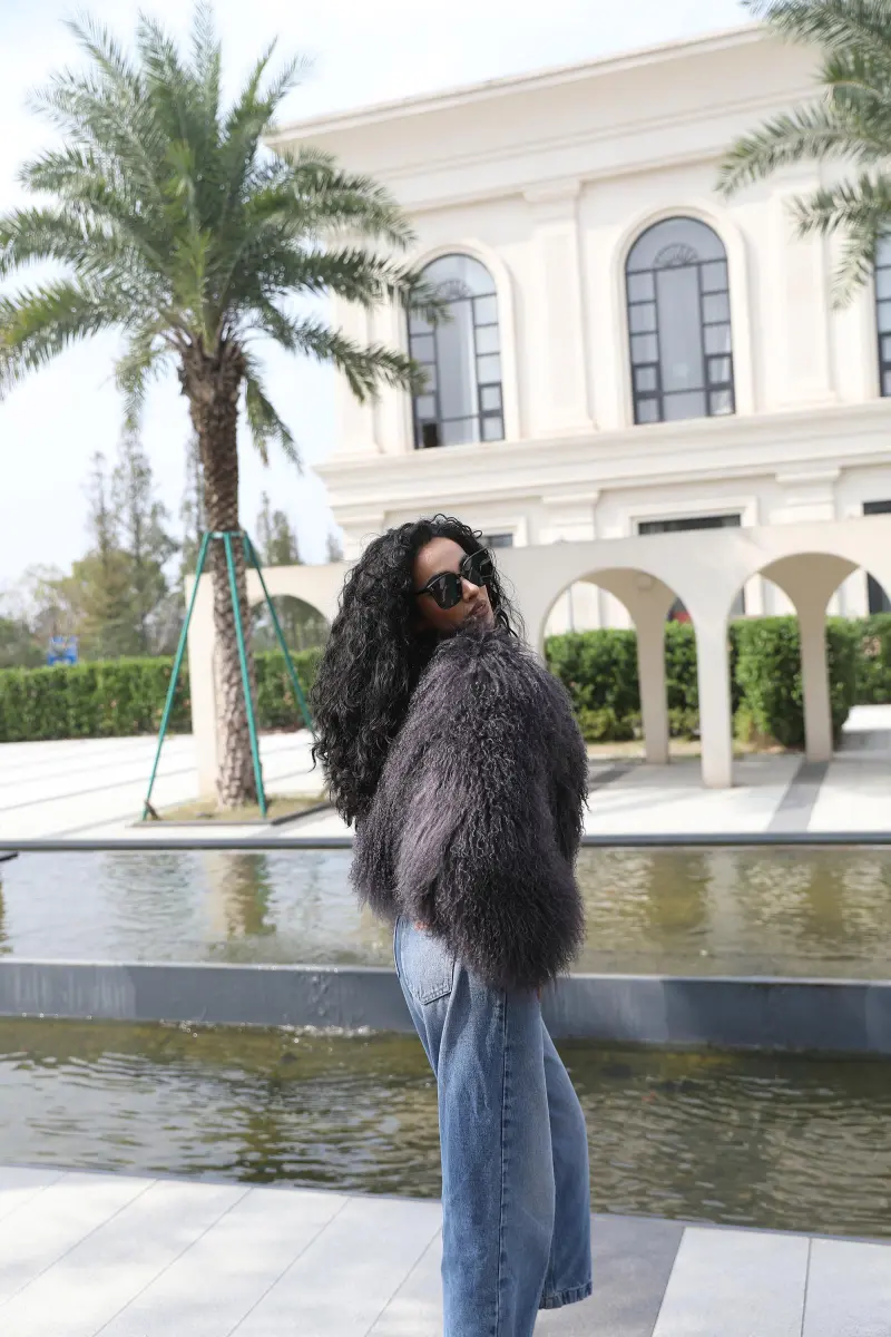 Women's New Mongolian Lamb Fur Round Collar Short Jacket Fur Coat73