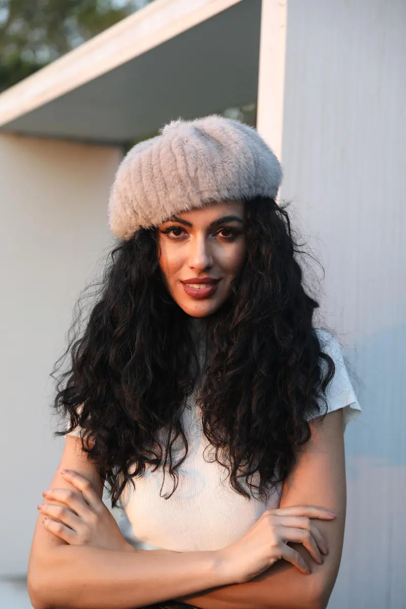 Women's Fashion Eco-Friendly Fur Striped Pumpkin Beret4