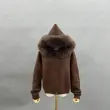 Goose Down-Lined Women's Segmented Fox Fur Placket Hooded Down Jacket32