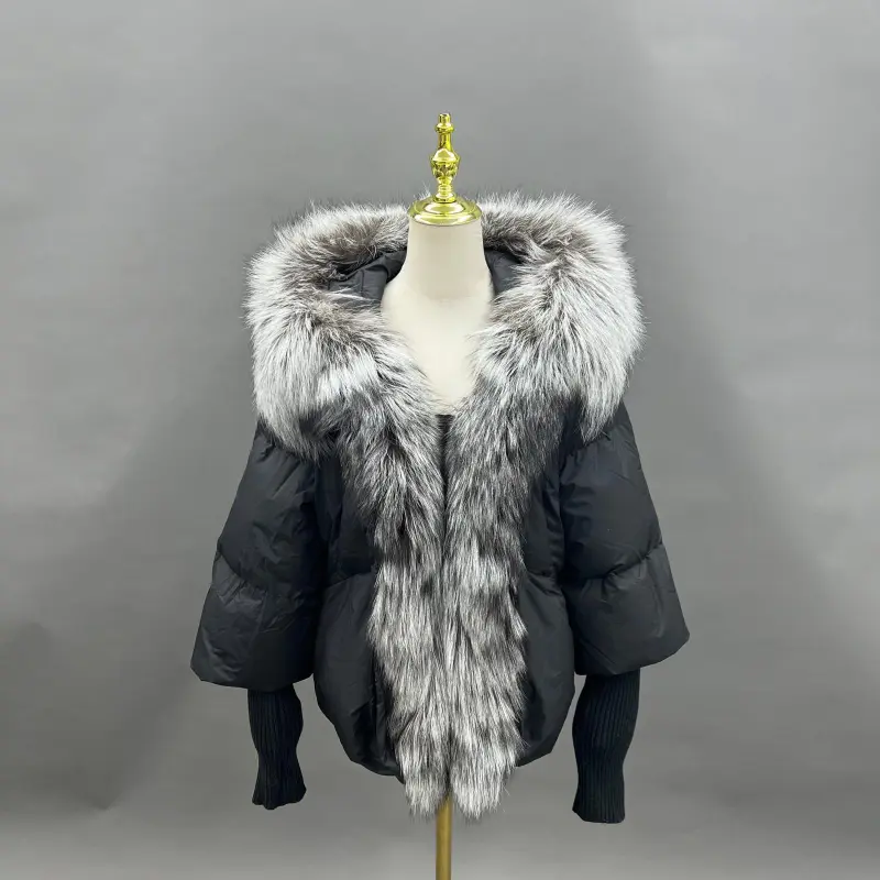 Goose Down Women's Knitted Cuff Hooded Fashionable Down Jacket28