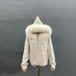 Goose Down-Lined Women's Segmented Fox Fur Placket Hooded Down Jacket36