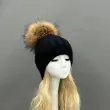 Thick Striped Rabbit Fur Pom Pom Cold-Weather Hat18