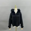 Goose Down-Lined Women's Segmented Fox Fur Placket Hooded Down Jacket29