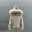 Goose Down-Lined Women's Segmented Fox Fur Placket Hooded Down Jacket40