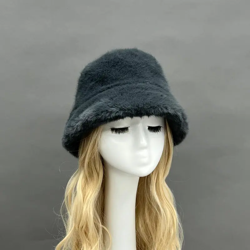 Women's Eco-Friendly Fur Bucket Hat for Casual and Warm 9