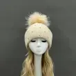 Women's Warm and Casual Rabbit Fur Hat with Sparkling Fur Pompoms10
