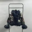 Stylish Mongolian Lamb Fur Women's Patchwork Fabric Outerwear Fur Jacket11