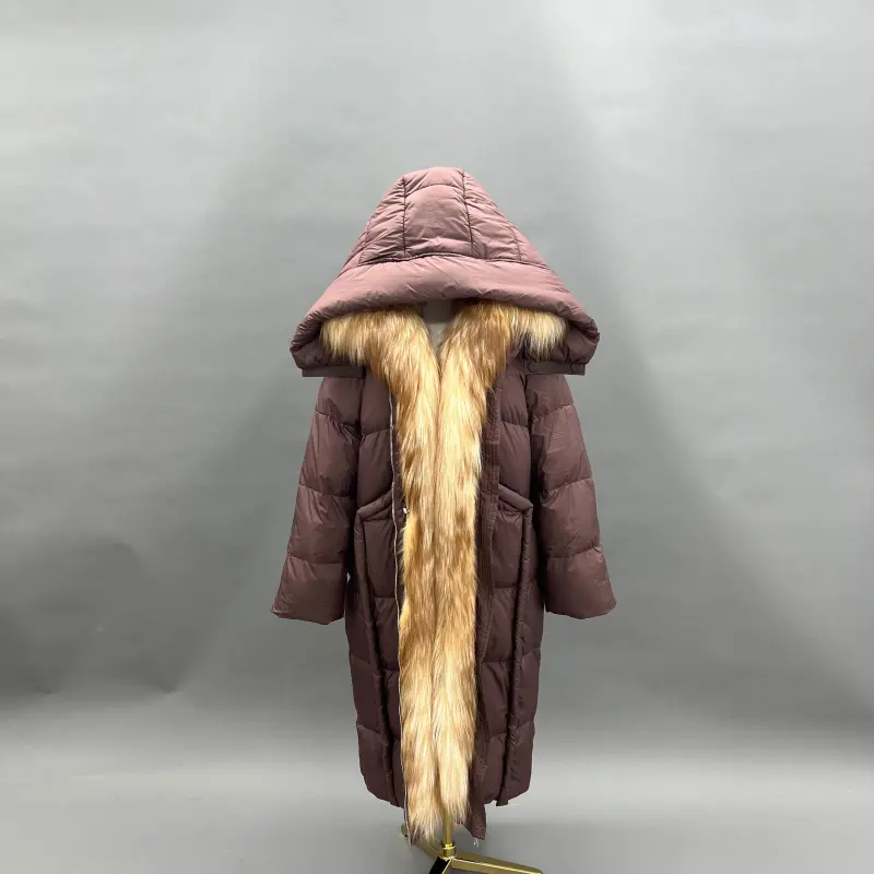 Goose Down-Insulated Knitted Cuff Collar Large Lapel Lightweight Warm Down Jacket32