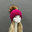 Women's Warm and Casual Rabbit Fur Hat with Sparkling Fur Pompoms17