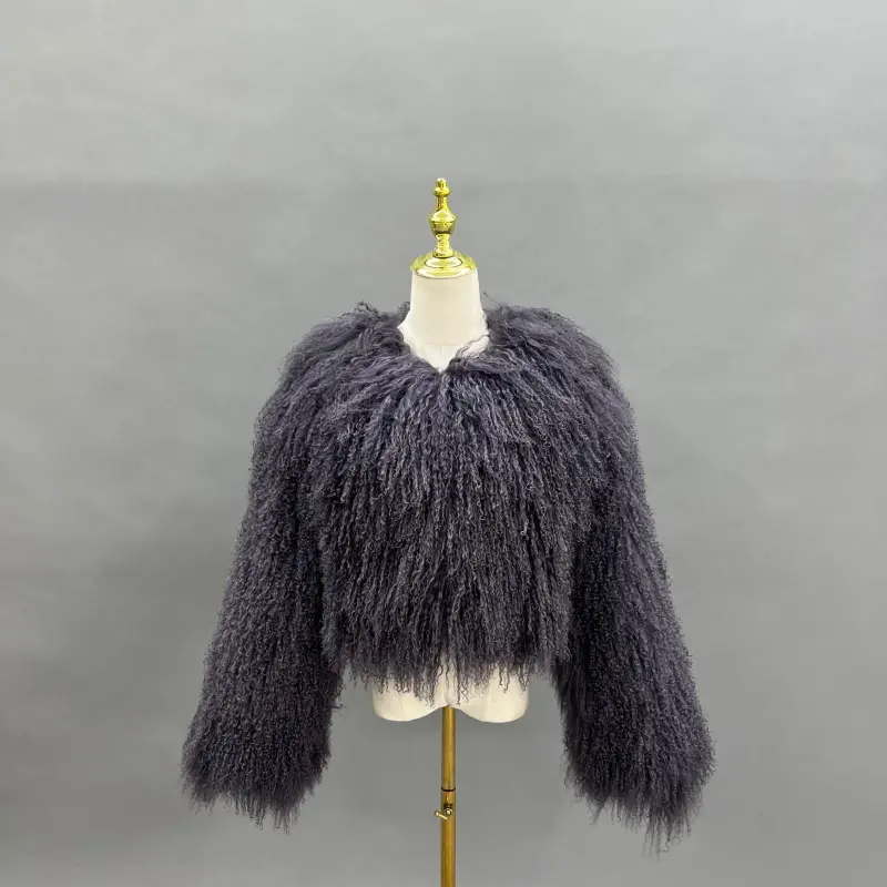 Women's New Mongolian Lamb Fur Round Collar Short Jacket Fur Coat21