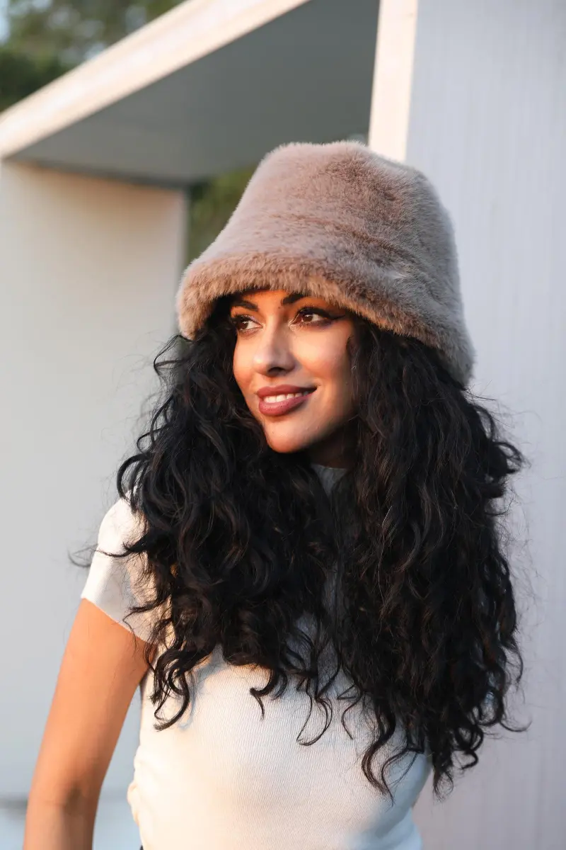 Women's Eco-Friendly Fur Bucket Hat for Casual and Warm 8
