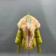 Goose Down-Insulated Knitted Cuff Collar Large Lapel Lightweight Warm Down Jacket3