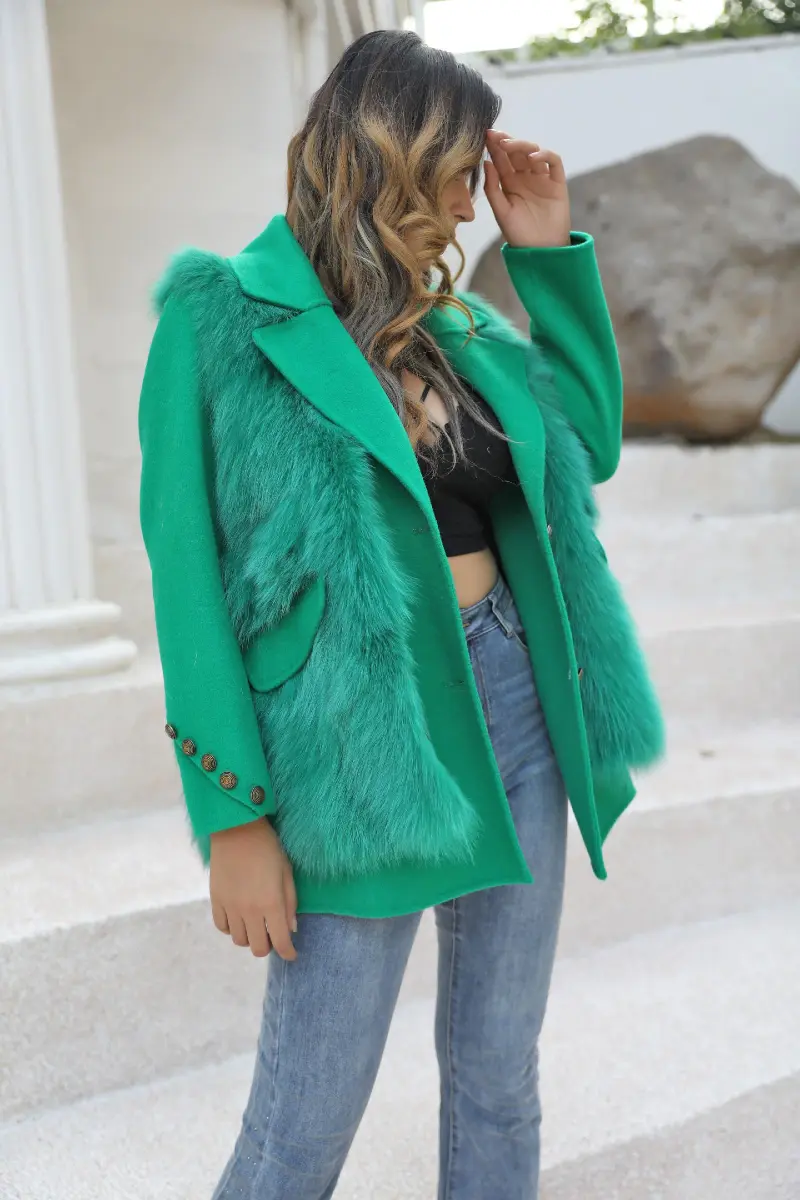 Elegant Suit-style Two-piece Double-faced Wool Coat Women's Spring and Autumn Cashmere Jacket Outerwear m5