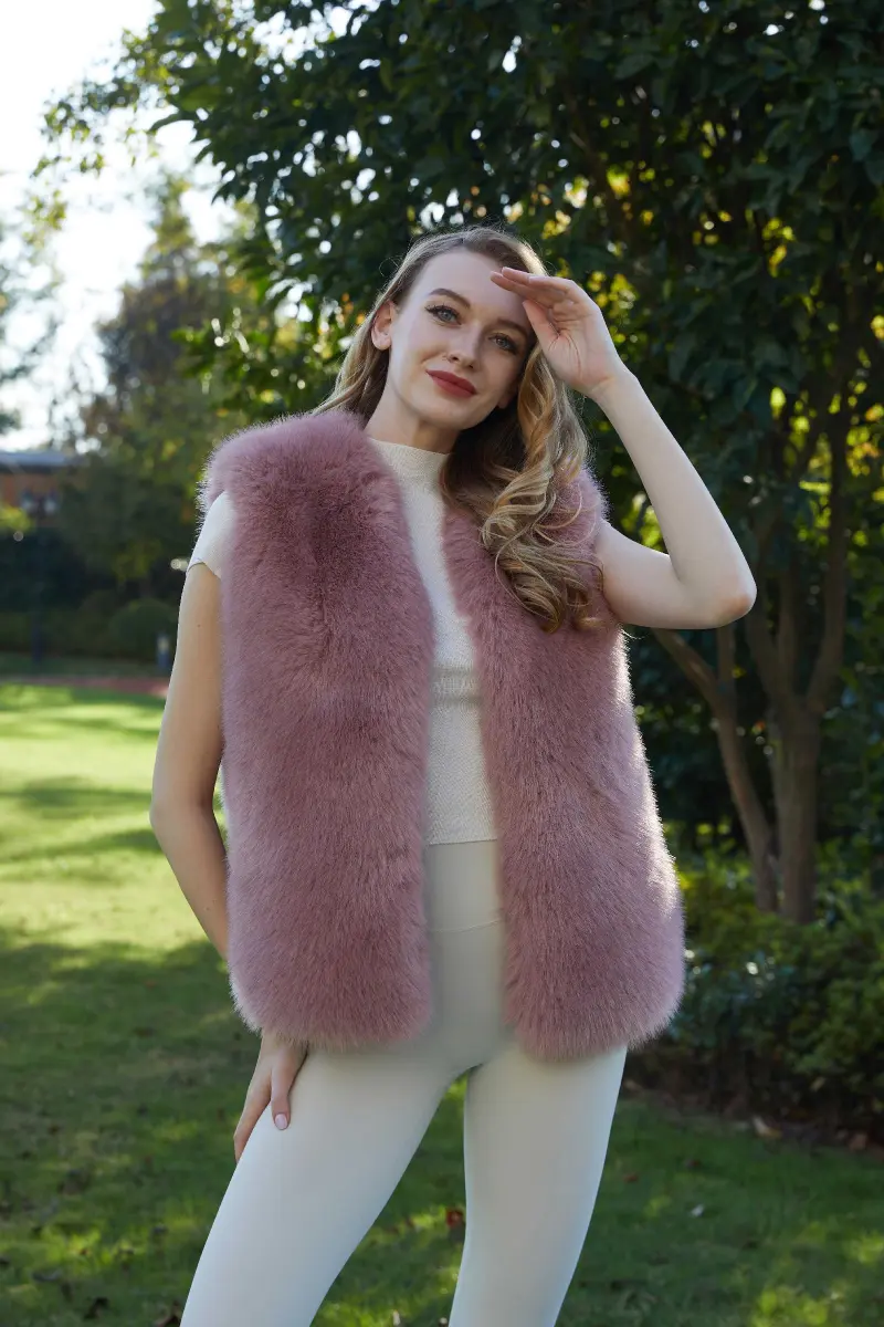 Women's Short Slim-fit Versatile Faux Fur Vest Whole Eco Fur Vest