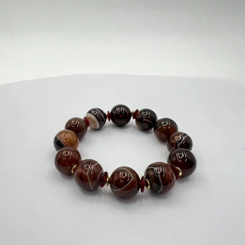 Sandalwood Prayer Beads with Inlaid Auspicious Cloud Tianzhu Unisex Bracelet