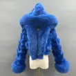 Fox Fur Coat for Women Luxurious Fox Fur Placket Hooded Zippered Jacket (62)