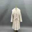 Eco-Friendly Faux Mink Fur Women's Long Coat with Suit Collar and Placket 