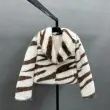 Faux Fur Coat Women's Eco Friendly Faux Fur Zebra Pattern Short Unique Casual Jacket (11)