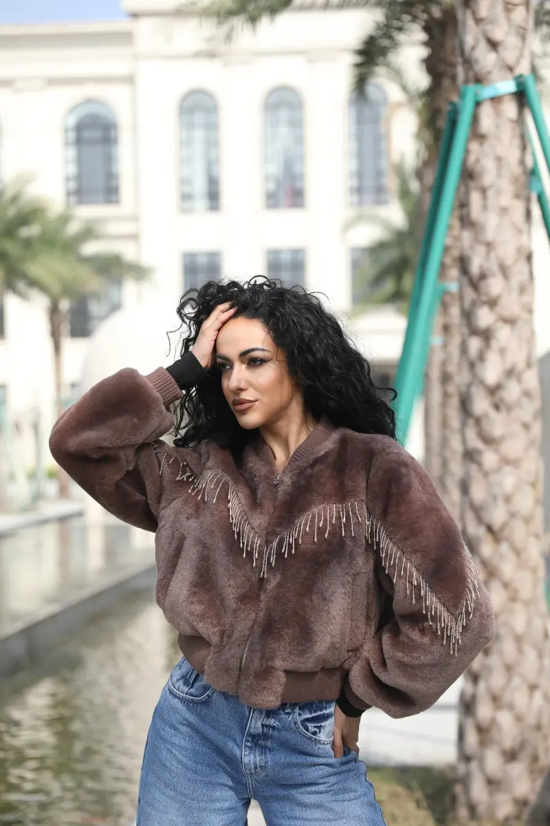 Ecofriendly Fur Jacket for Women Fashion Fringe Fake Fur Baseball Jacket (53)