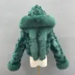 Fox Fur Coat for Women Luxurious Fox Fur Placket Hooded Zippered Jacket (38)