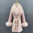 Double-Faced Fleece Coat for Women Elegant Notched Lapel Belted Double-Faced Wool Outer Jacket (38)