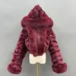 Fox Fur Coat for Women Luxurious Fox Fur Placket Hooded Zippered Jacket (53)