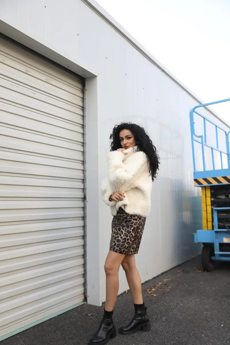 Faux Shearling Coat New Style Windproof and Warm Stand Collar Eco Friendly Shearling Oute ( (6)