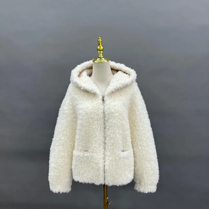 Faux Shearling Outerwear Coat Women's Elegant Hooded Faux Shearling Jacket (5)