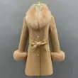 Double-Faced Fleece Coat for Women Elegant Notched Lapel Belted Double-Faced Wool Outer Jacket (47)