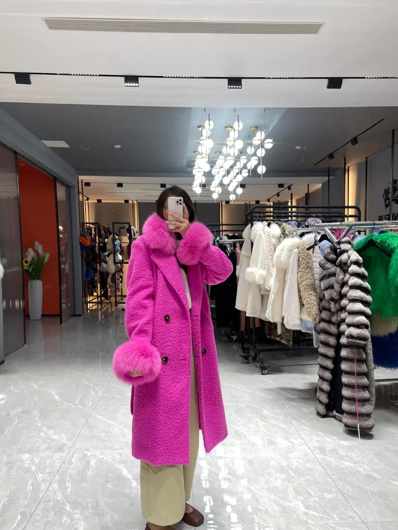 Circle Fleece Coat for Women Classic Fashion Small Square - Collar Jacket