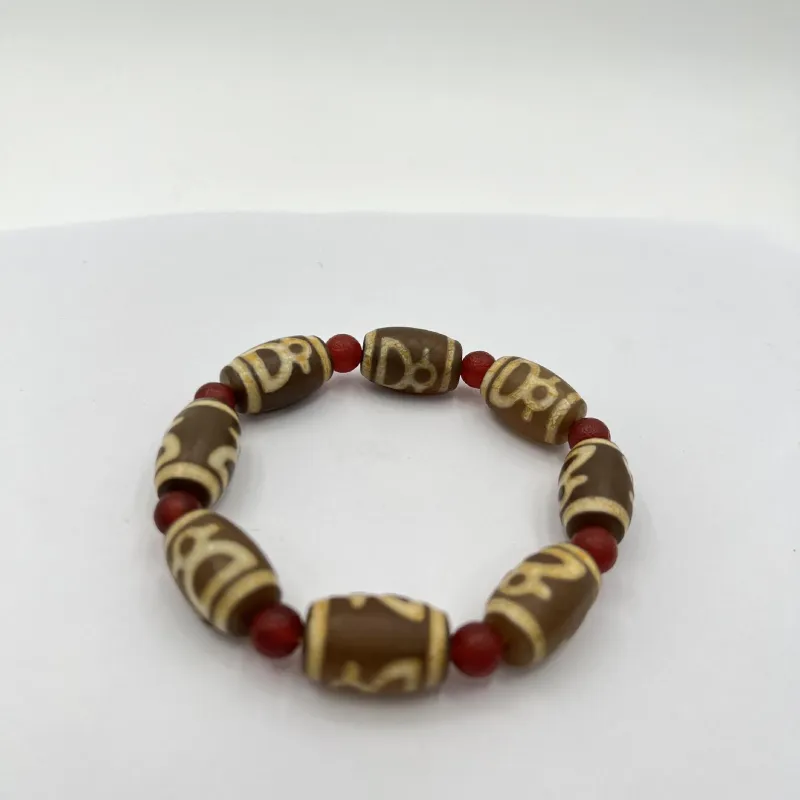 Premium Vintage Tibetan Agate Tianzhu Prayer Beads Unisex Single-Strand Bracelet