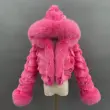 Fox Fur Coat for Women Luxurious Fox Fur Placket Hooded Zippered Jacket (35)