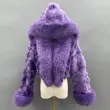 Fox Fur Coat for Women Luxurious Fox Fur Placket Hooded Zippered Jacket (71)