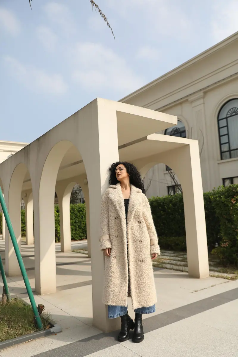 Camel Wool Jacket for Women Classic Casual Suit Collar Long Coat (9)