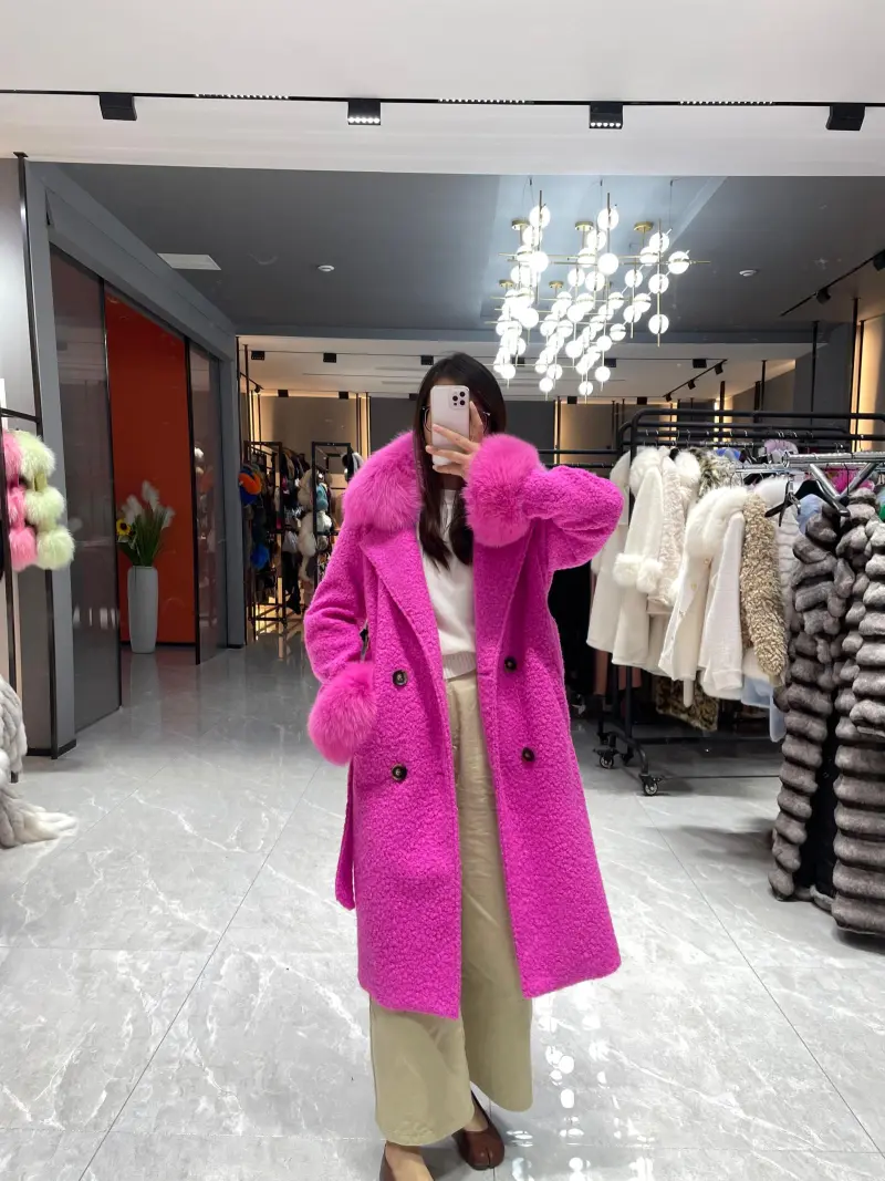 Circle Fleece Coat for Women Classic Fashion Small Square - Collar Jacket (34)