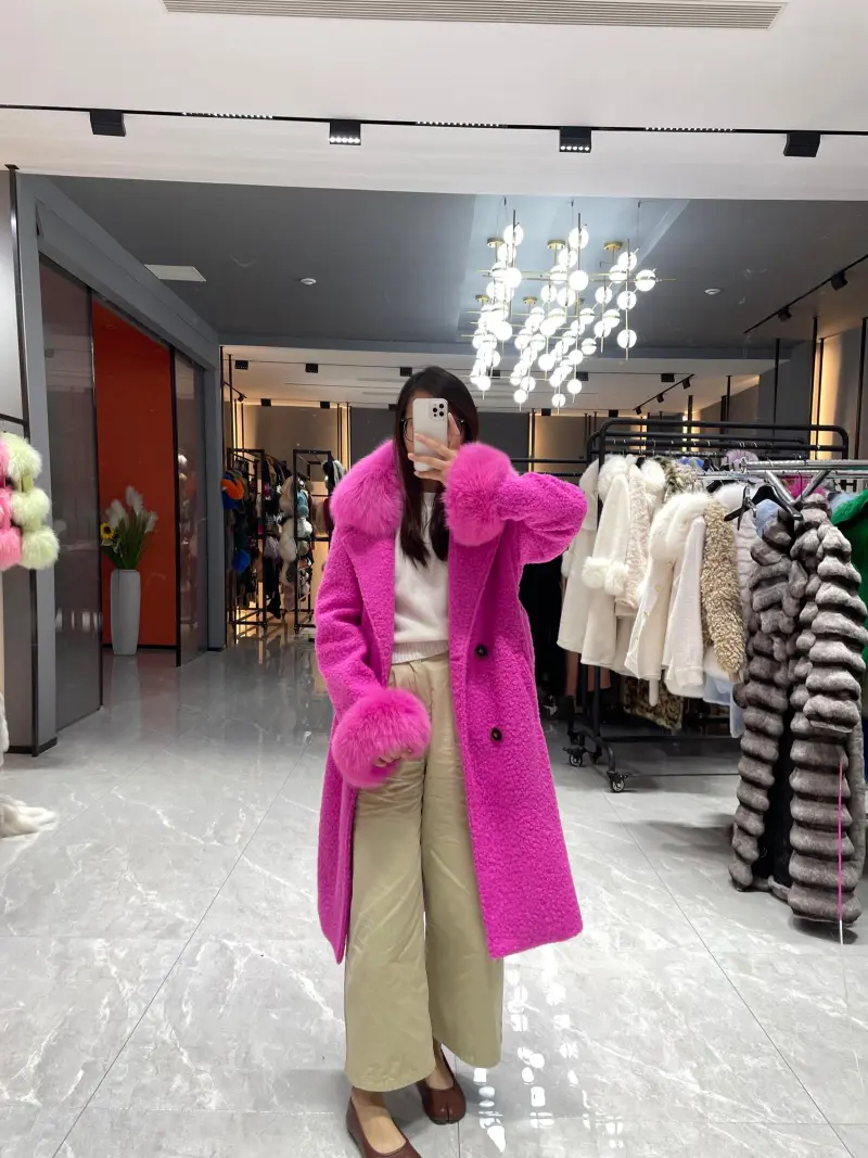 Circle Fleece Coat for Women Classic Fashion Small Square - Collar Jacket (33)
