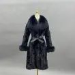 Fox Fur Collar Women's Mink-trimmed Belted Fashionable Coat Fur Jacket  (28)