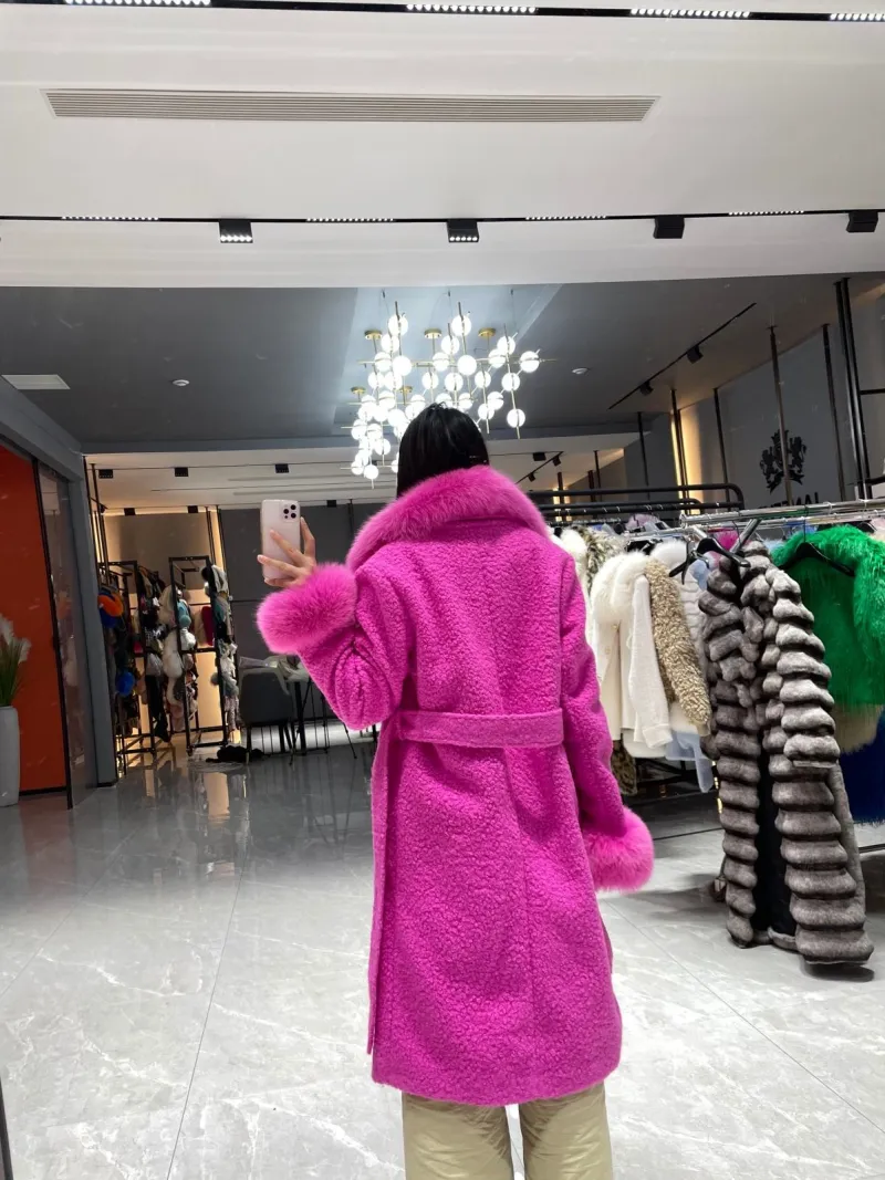 Circle Fleece Coat for Women Classic Fashion Small Square - Collar Jacket (26)